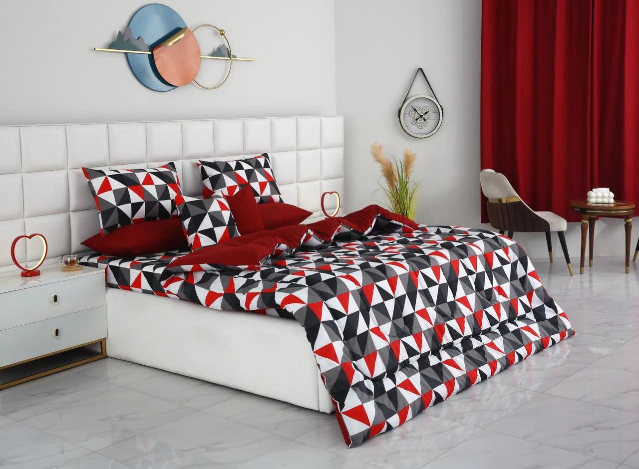 8 PCs Winter Razai Set-Abstract Geometric - Image 6