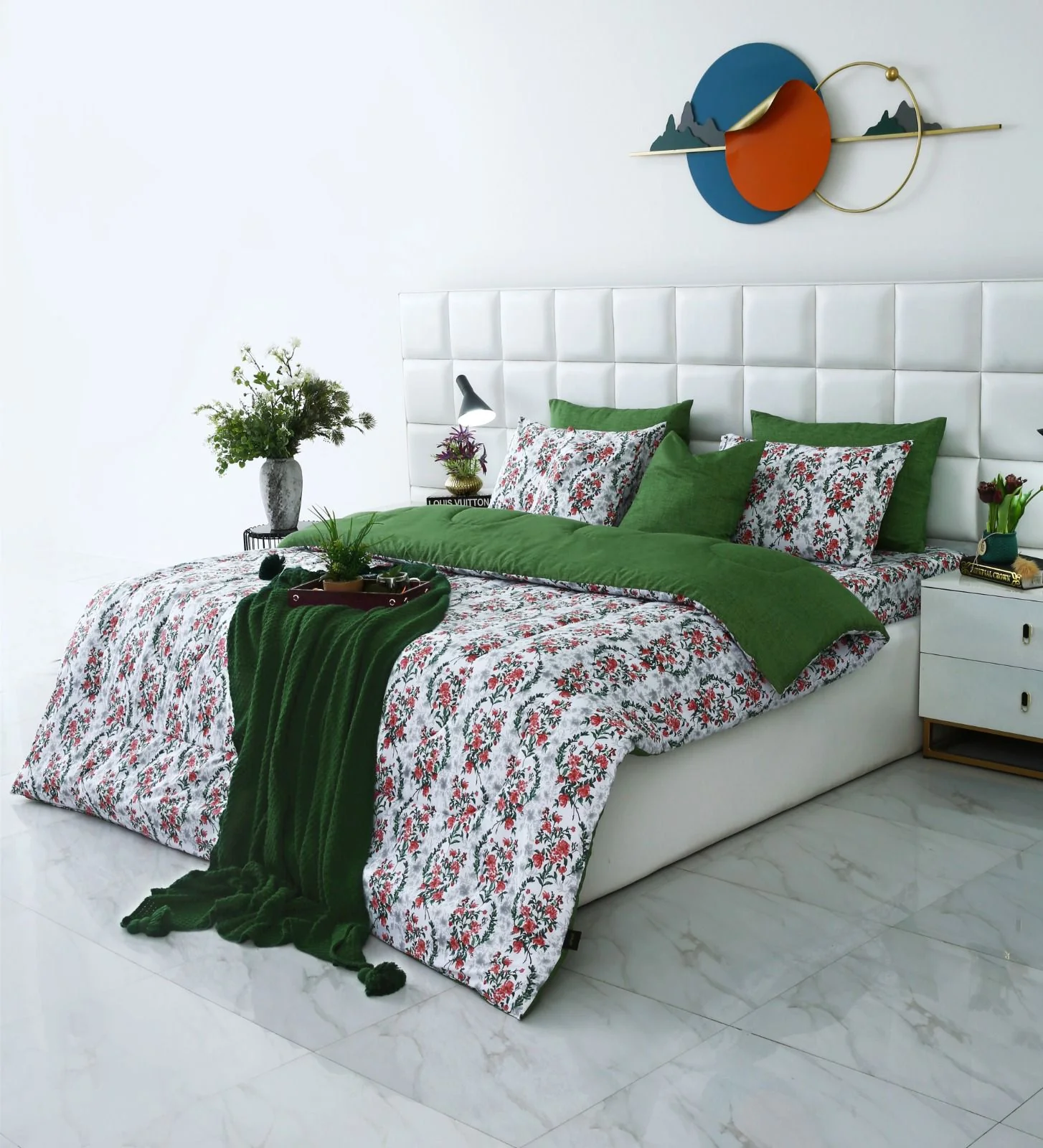 8 PCs Winter Razai Set-Emerald Blooms - Image 11