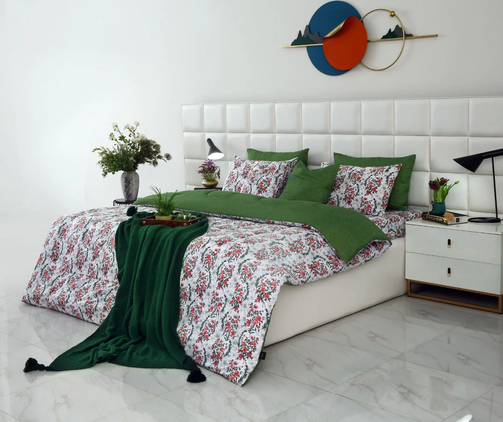 8 PCs Winter Razai Set-Emerald Blooms - Image 12