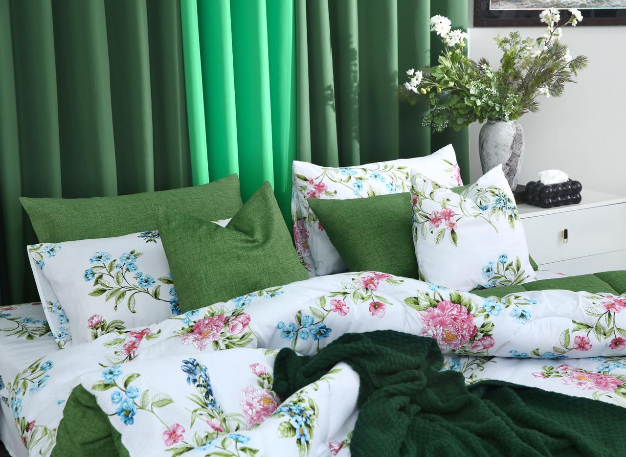 8 PCs Winter Razai Set-Green Lotus - Image 3