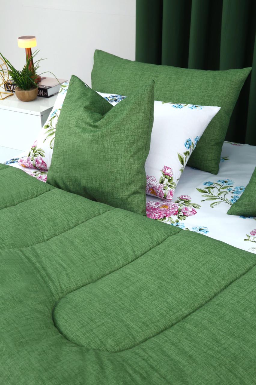 8 PCs Winter Razai Set-Green Lotus - Image 4