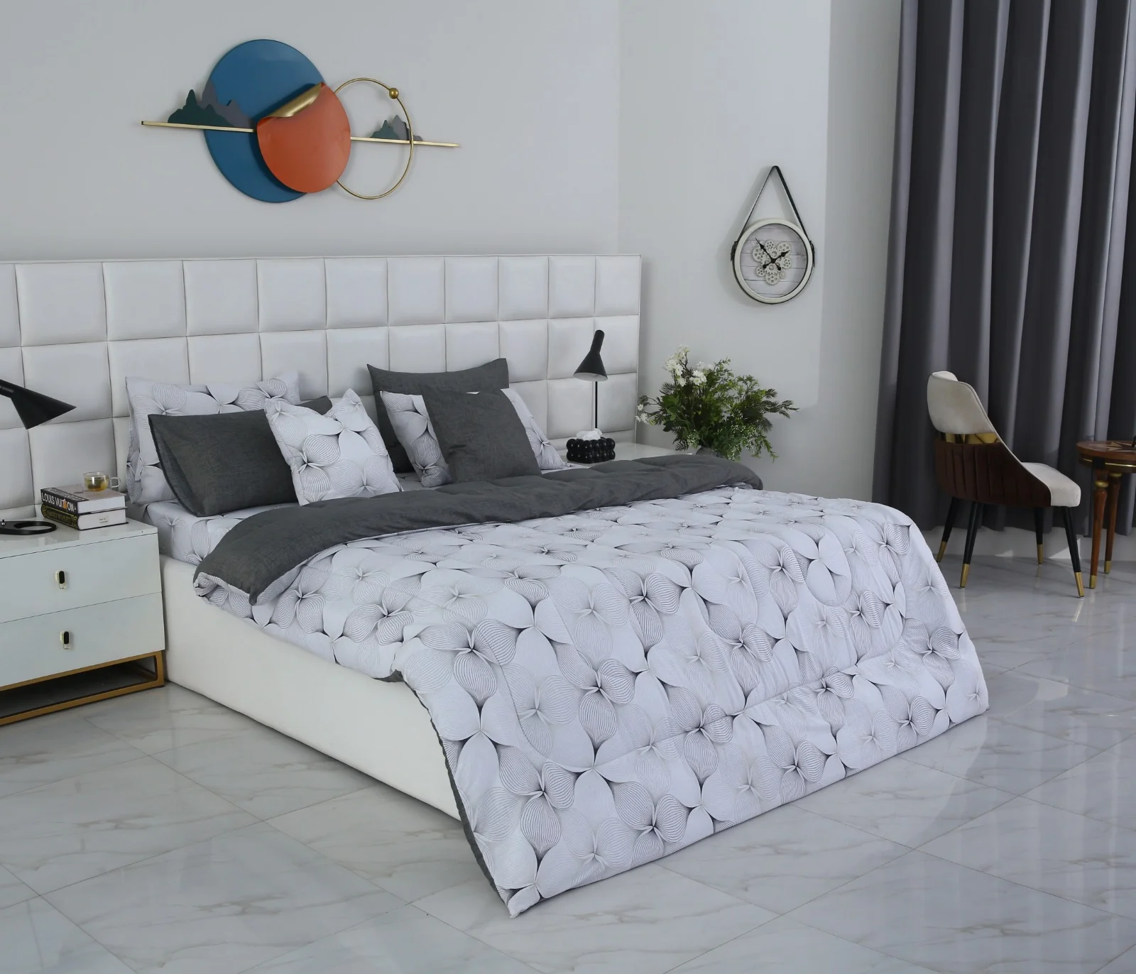 8 PCs Winter Razai Set-Pitch Grey - Image 3