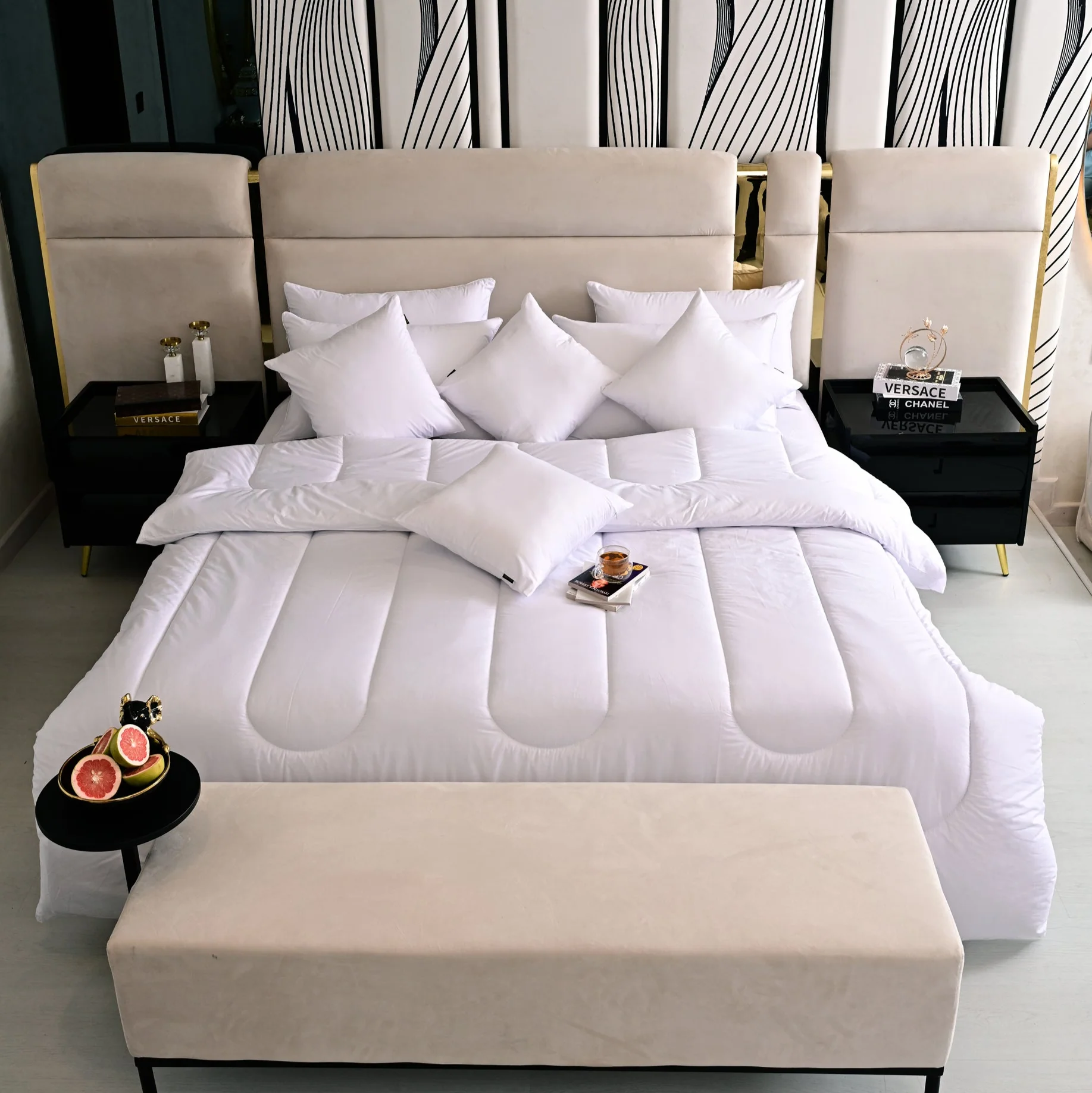 9 PCs White Filling Deal(4 Cuhsions+4 Pillows+Quilt) - Image 2