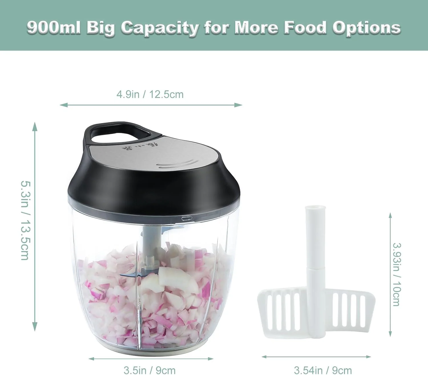 900ml 2 in 1 Manual Vegetable Chopper (SA2510-002) - Image 4