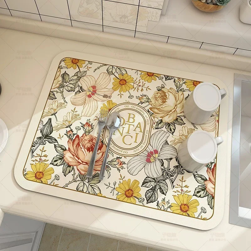 Anti Slip Dish Drying Mat-Botanic