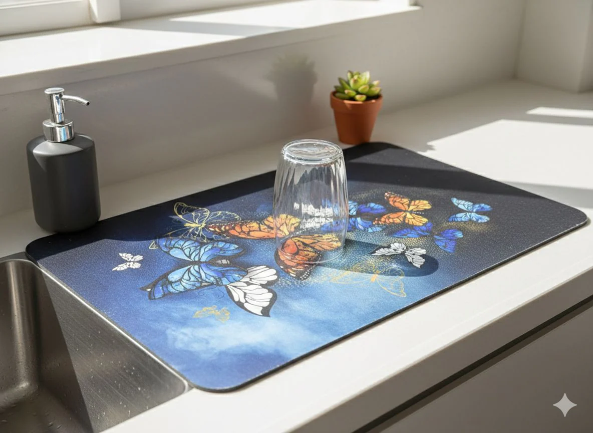 Anti Slip Dish Drying Mat-Butterflies - Image 2