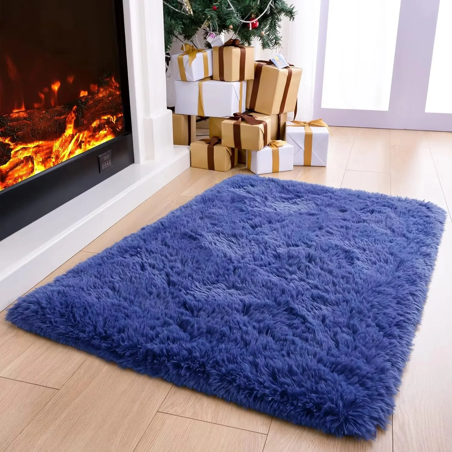 Anti-Slip Soft Fluffy Door Mat-15092 -Blue