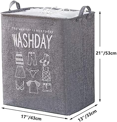 Eva Collapsible Laundry Basket Wash Day(1948)-Grey - Image 2