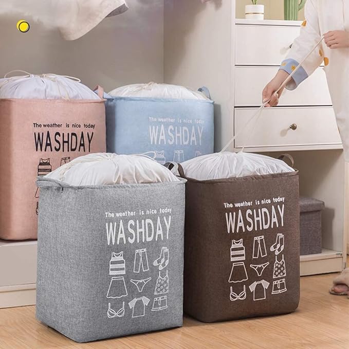 Eva Collapsible Laundry Basket Wash Day(1948)-Grey - Image 4