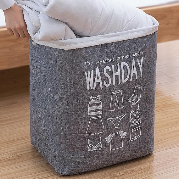 Eva Collapsible Laundry Basket Wash Day(1948)-Grey - Image 6