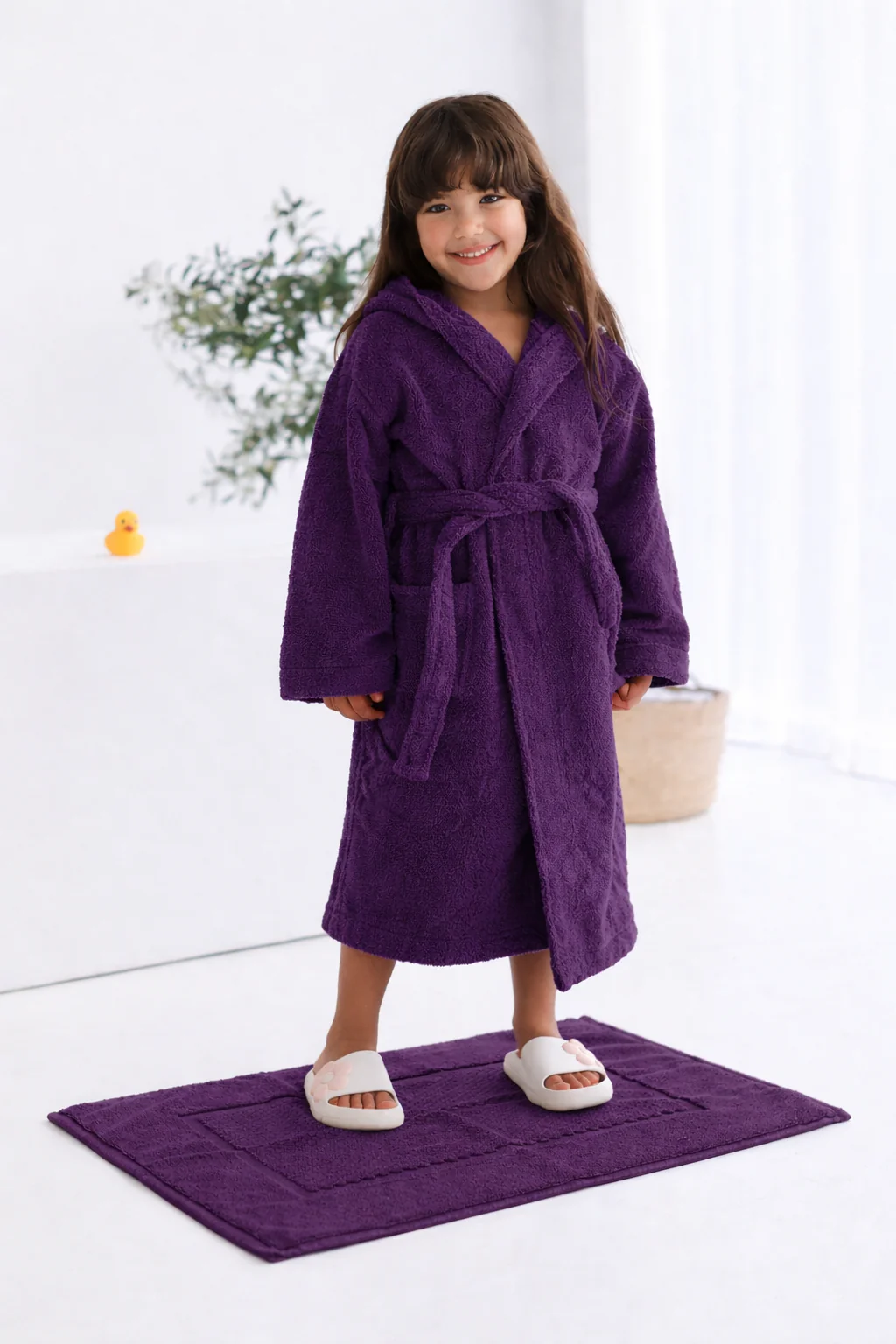 Cotton Kid's Bathrobe- Purple(2-4 Years) - Image 2