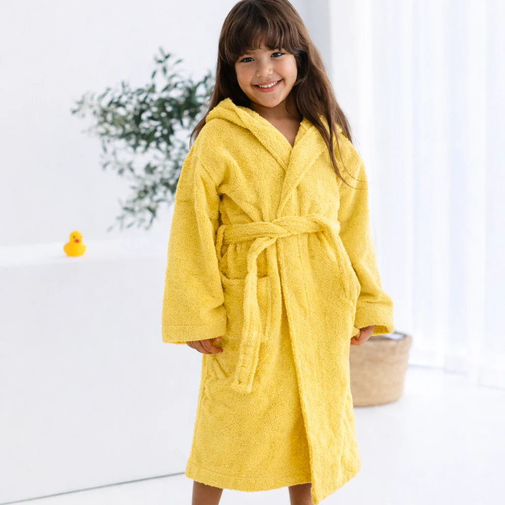 Cotton Kid's Bathrobe- Yellow(2-4 Years)