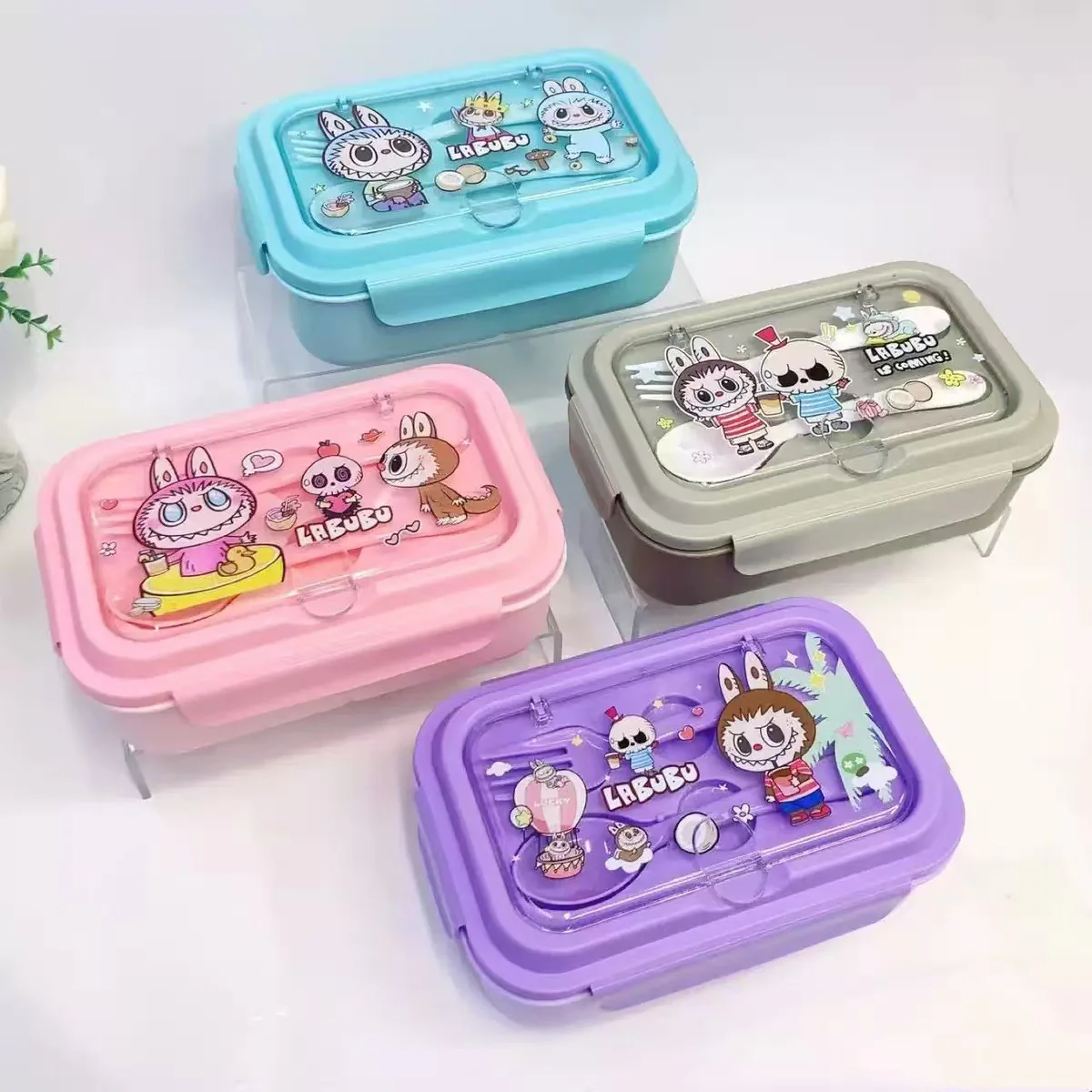 Cute Lunch Carrier with Secure 2-Point Locking Lid (SA2510-054)Labubu Pink - Image 2
