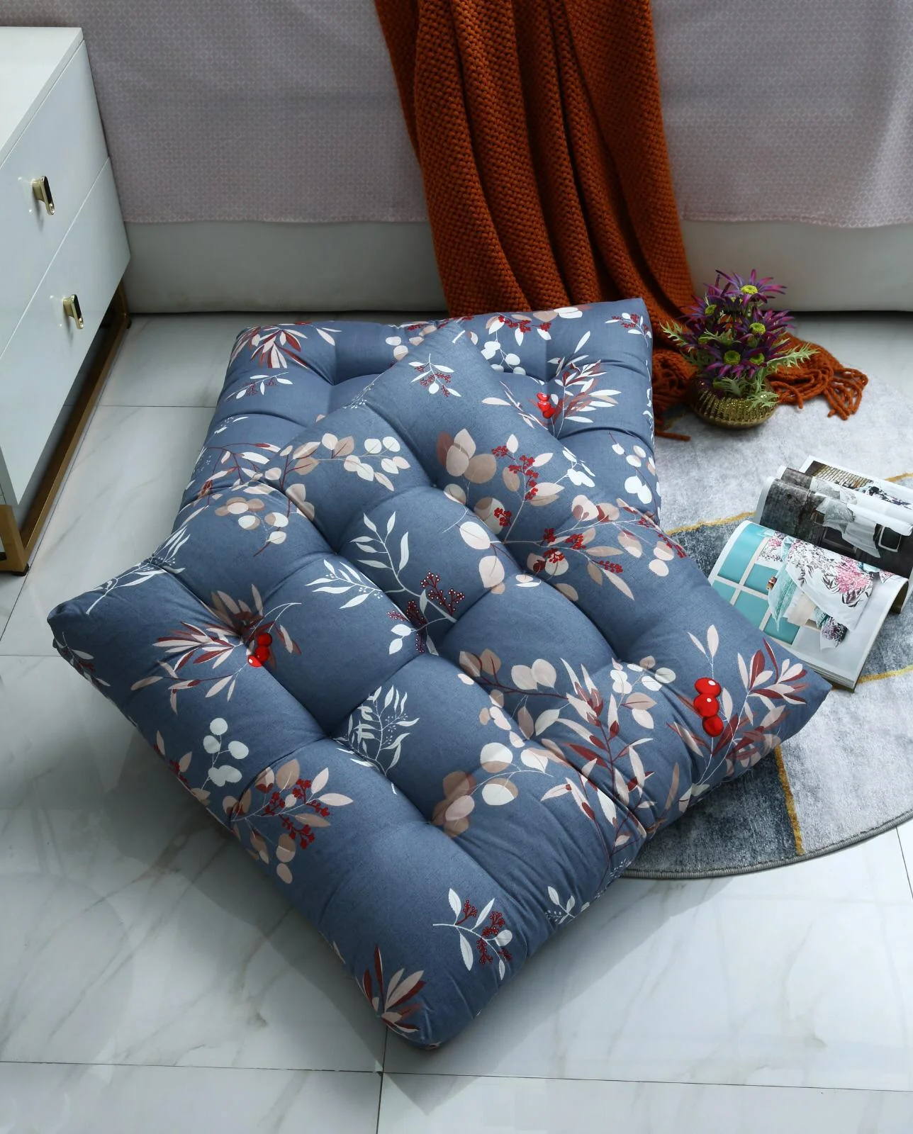 Digital Printed Square Floor Cushions-Cherries - Image 4