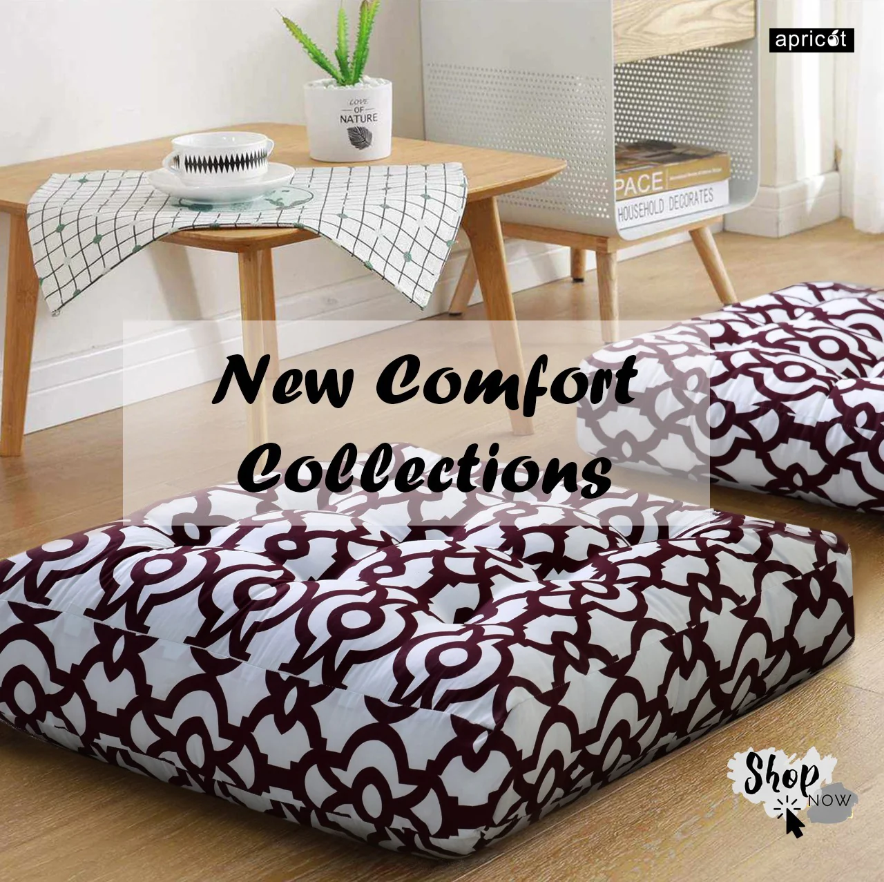 Digital Printed Square Floor Cushions-Trellis - Image 3
