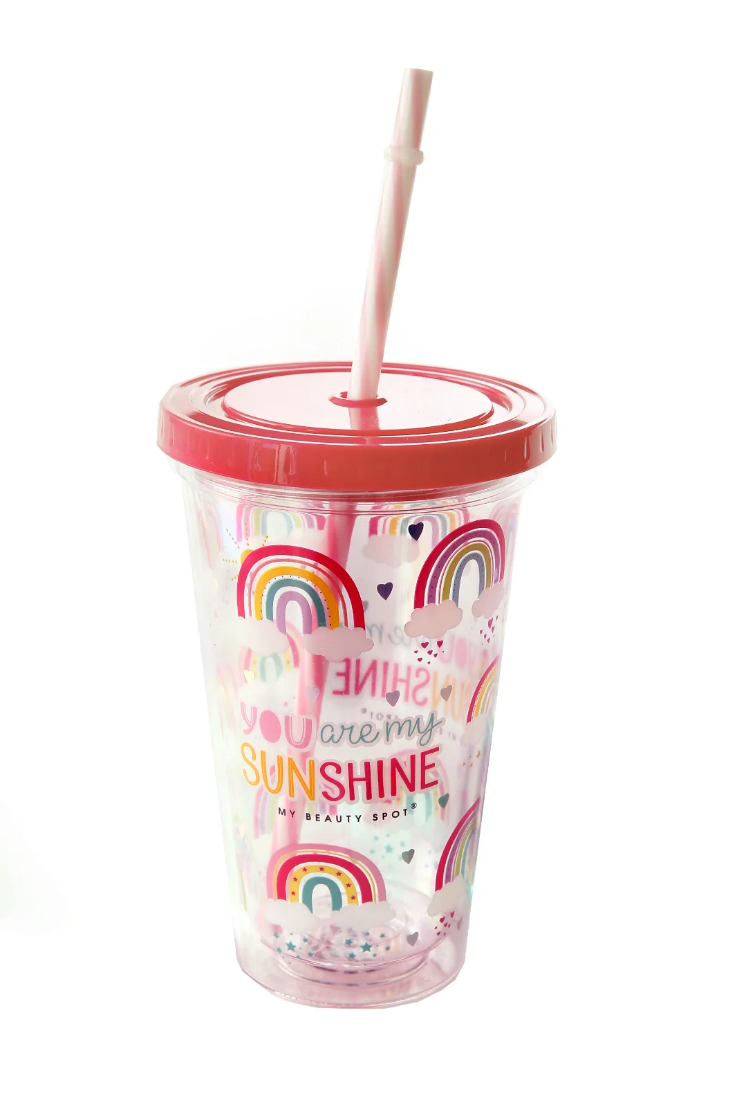 Double Walled Thick ACRYLIC Mug with Straw and 2hand Sanitizer Jars-Rainbow - Image 2