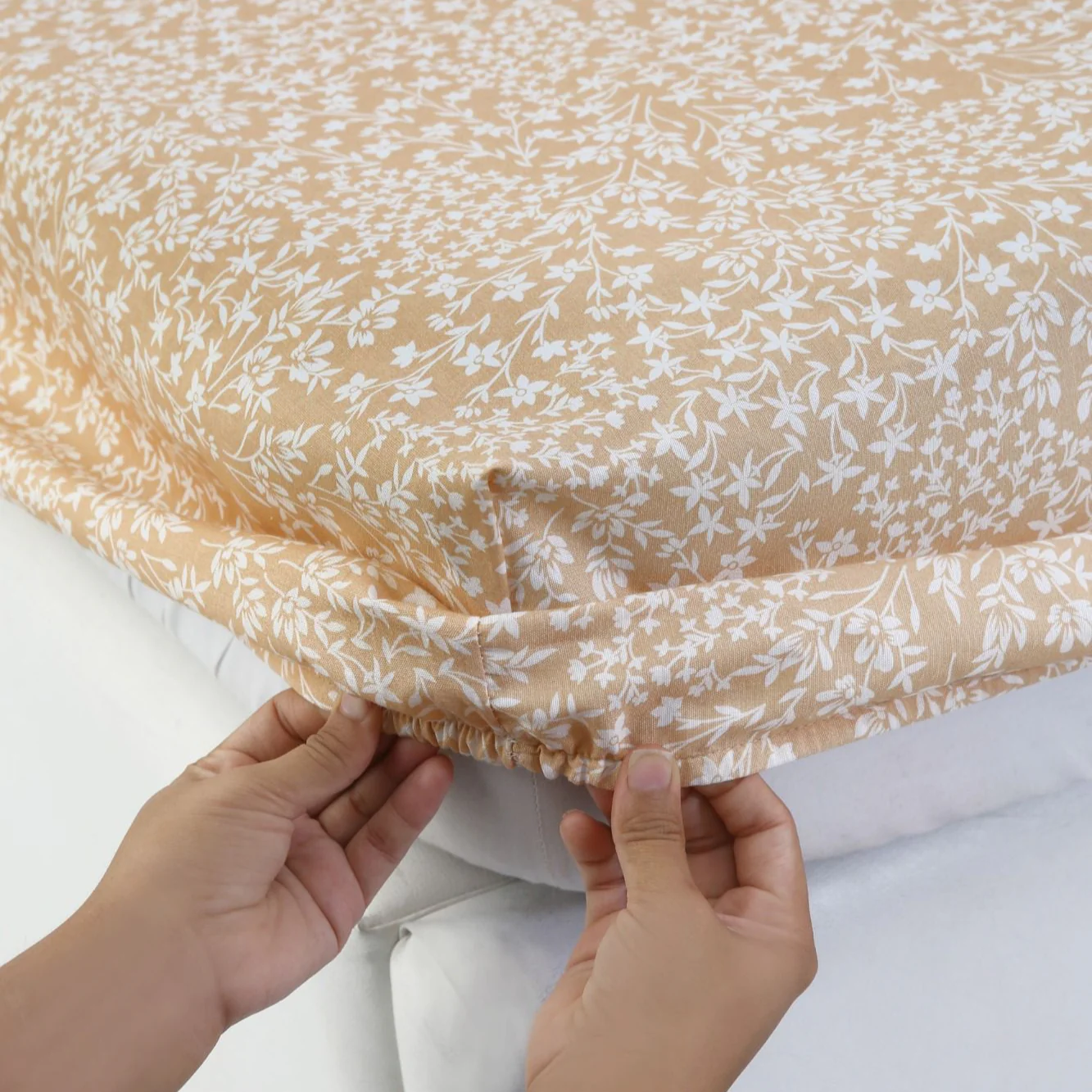 Fitted Bed Sheet-Beige Bloom - Image 2