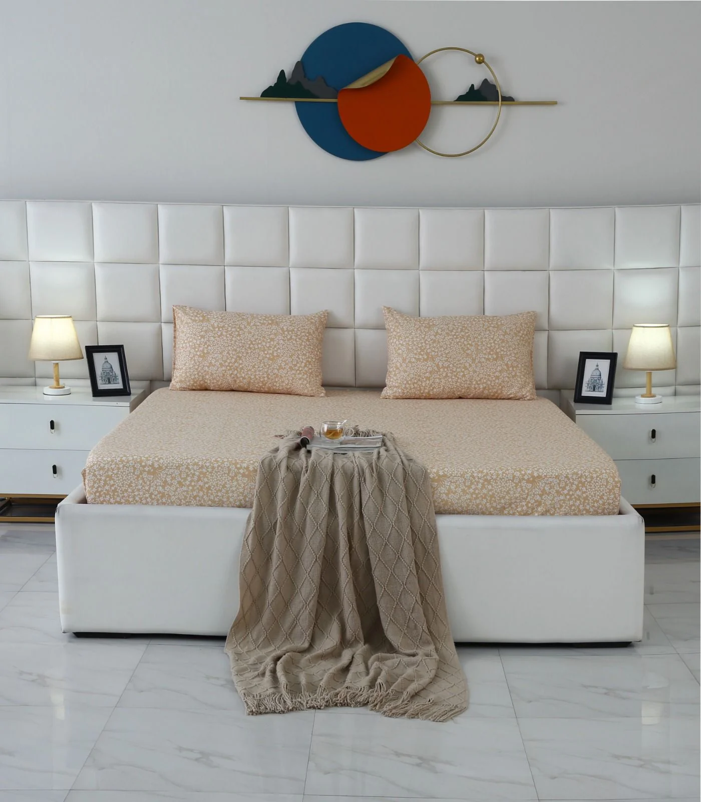 Fitted Bed Sheet-Beige Bloom - Image 8