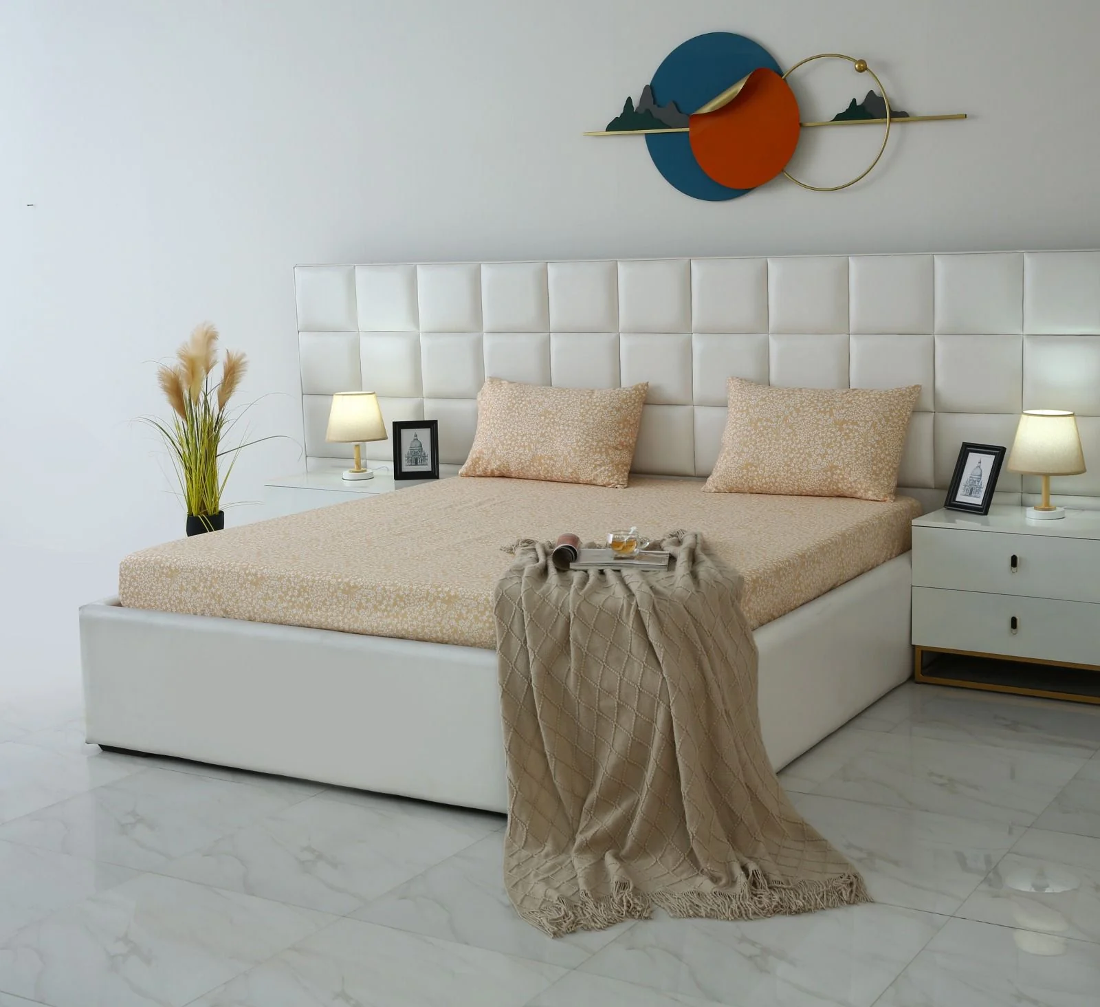 Fitted Bed Sheet-Beige Bloom - Image 9