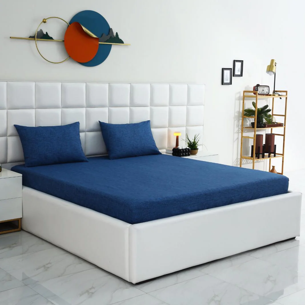 Fitted Bed Sheet-Blue Texture - Image 2