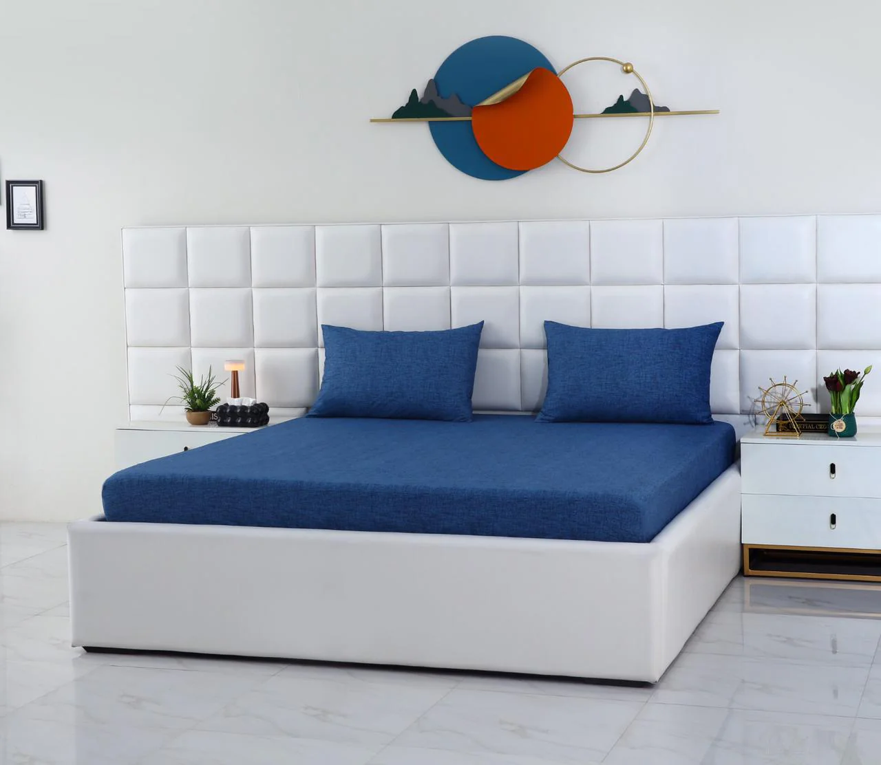 Fitted Bed Sheet-Blue Texture - Image 3