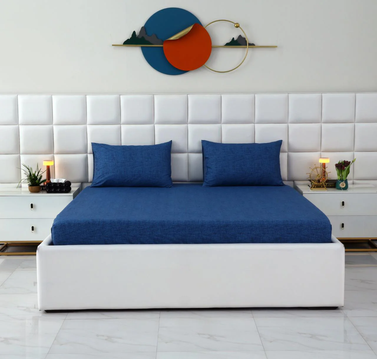 Fitted Bed Sheet-Blue Texture - Image 4