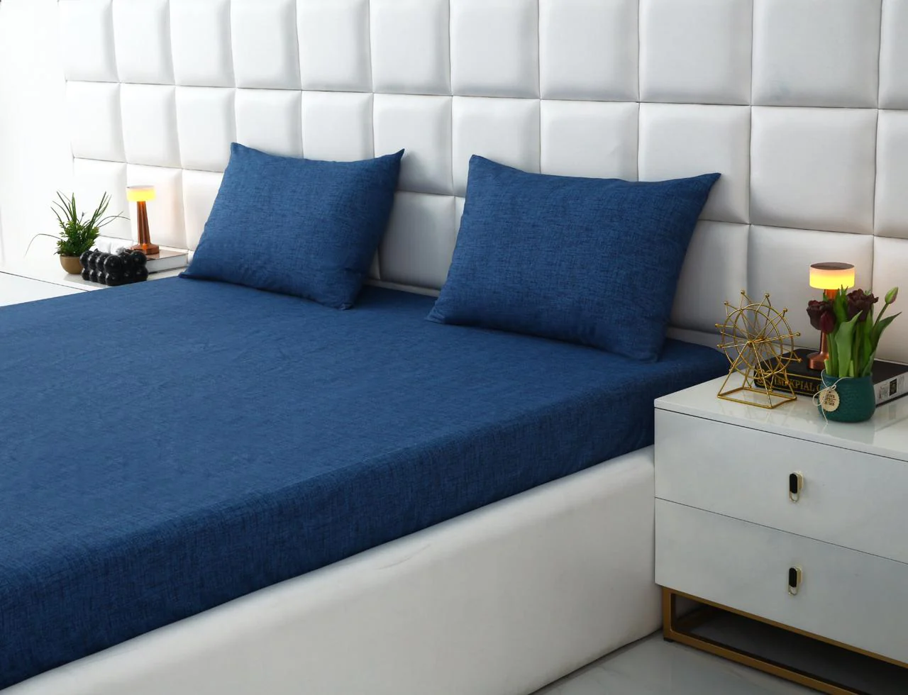 Fitted Bed Sheet-Blue Texture - Image 5