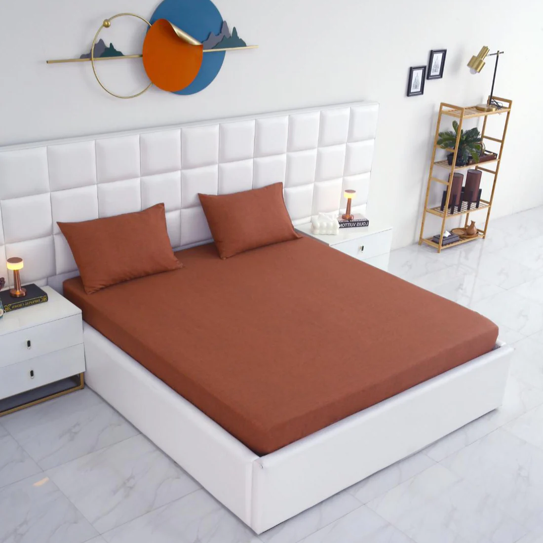 Fitted Bed Sheet-Brown Texture