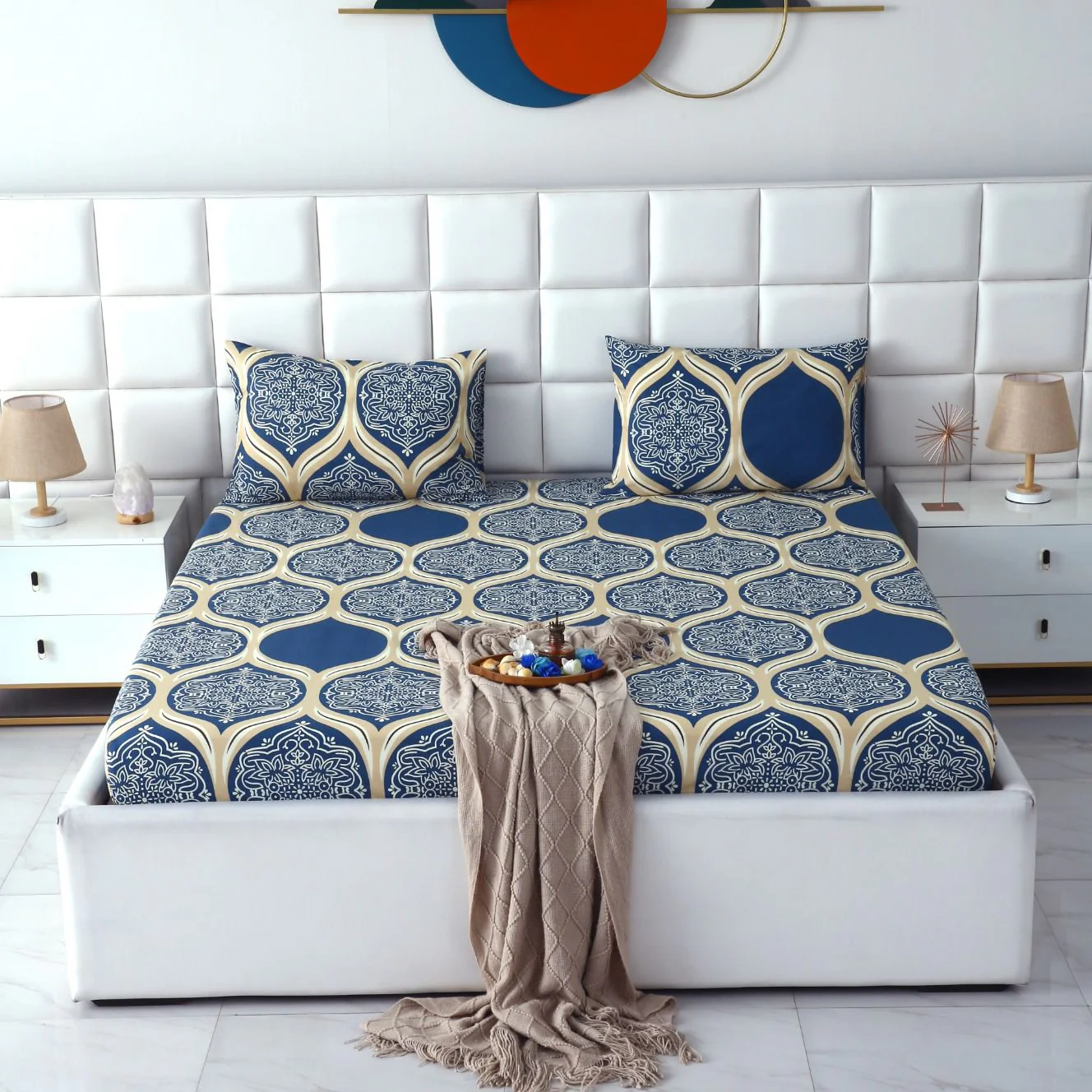 Fitted Bed Sheet-Damask Pattern
