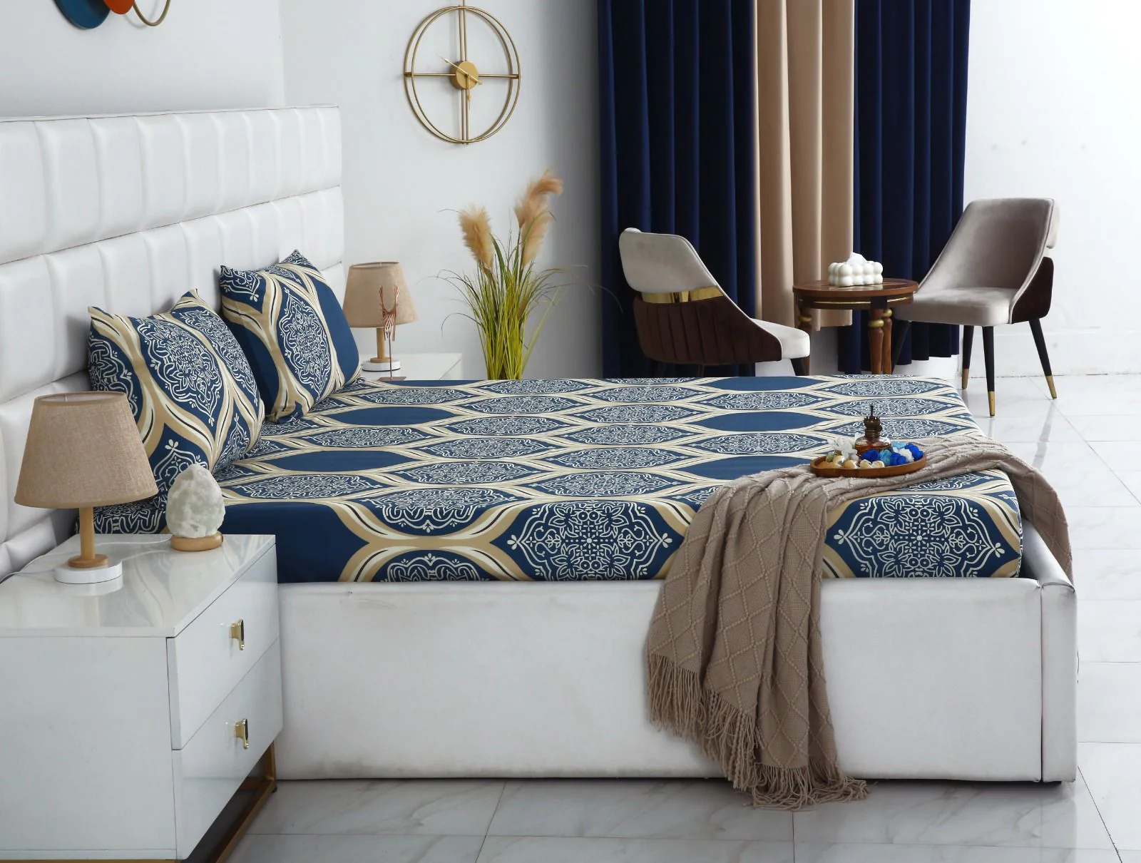 Fitted Bed Sheet-Damask Pattern - Image 3