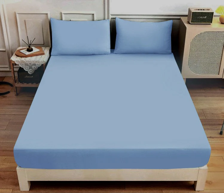 Fitted Bed Sheet Dyed-Sky Blue - Image 2