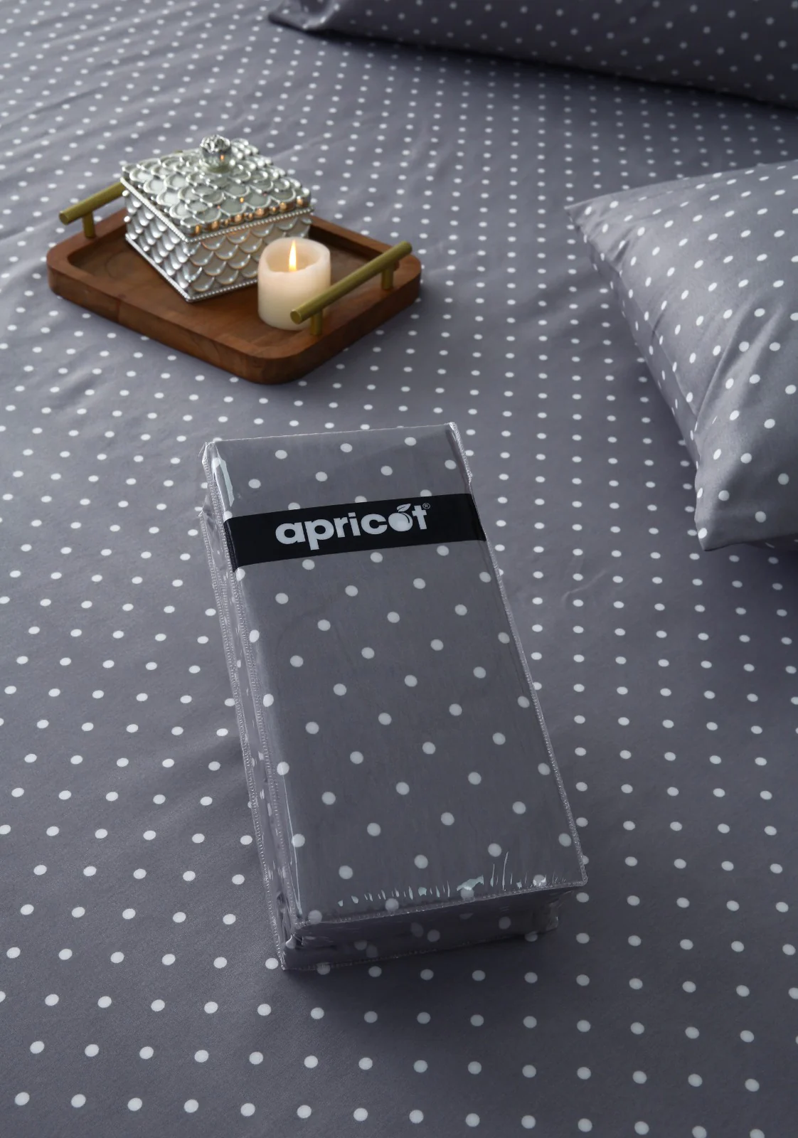 Fitted Bed Sheet-Grey Polka - Image 15