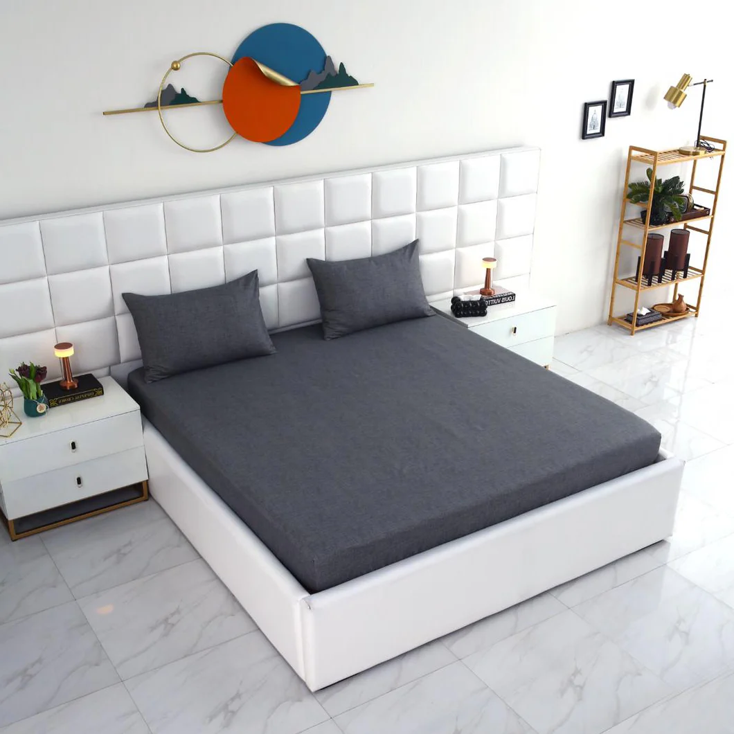 Fitted Bed Sheet-Grey Texture