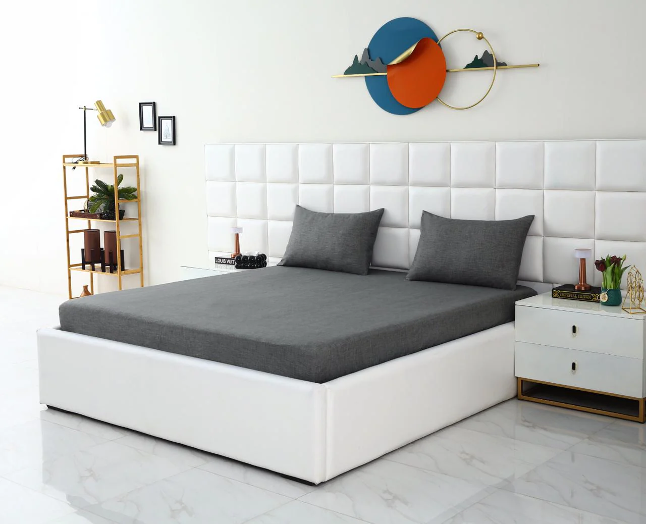 Fitted Bed Sheet-Grey Texture - Image 2