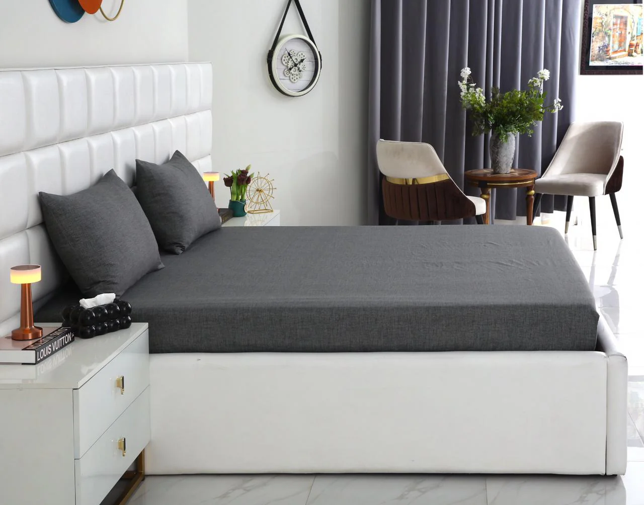 Fitted Bed Sheet-Grey Texture - Image 8