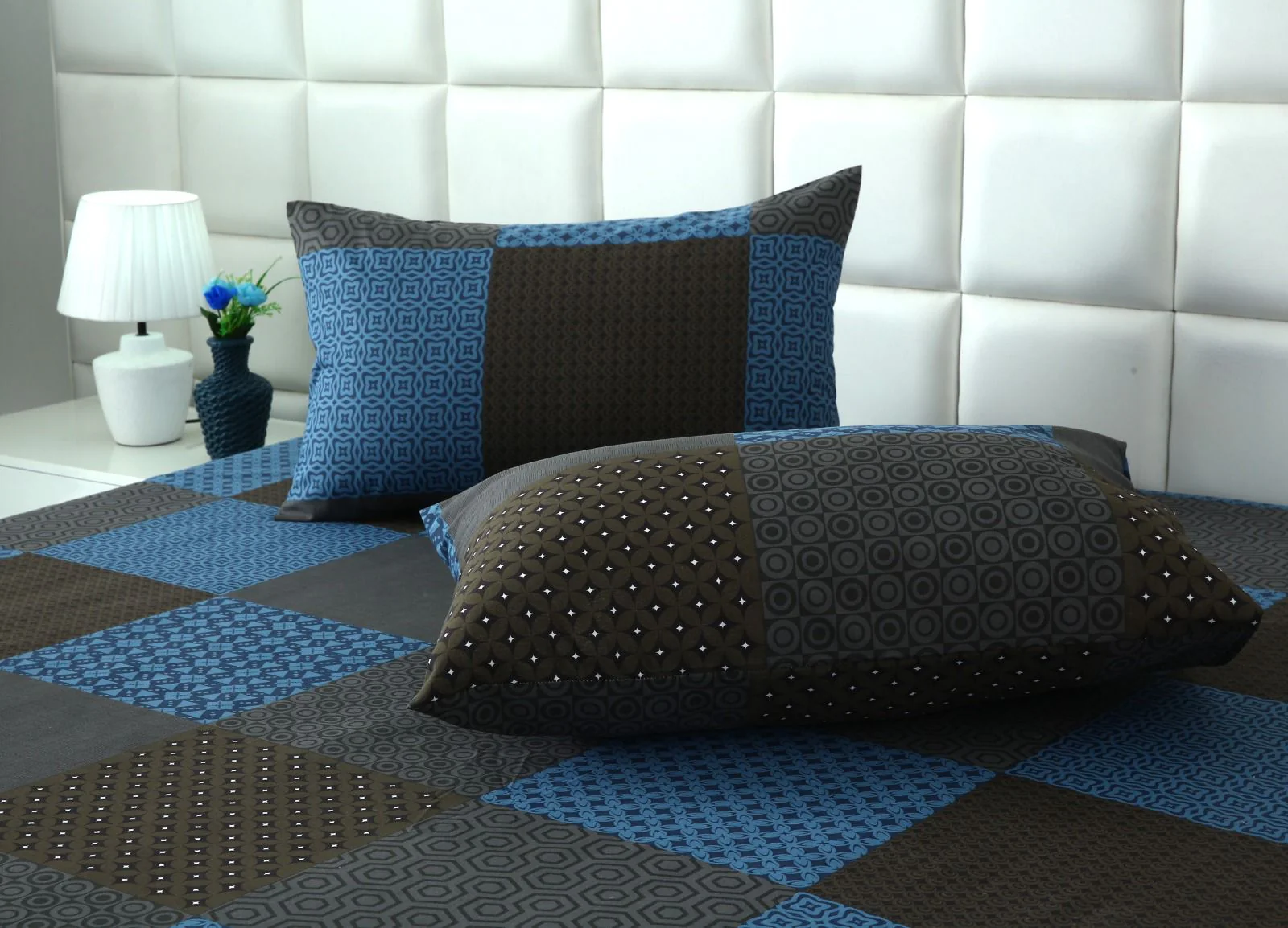 Fitted Bed Sheet- Indigo Patchwork - Image 3