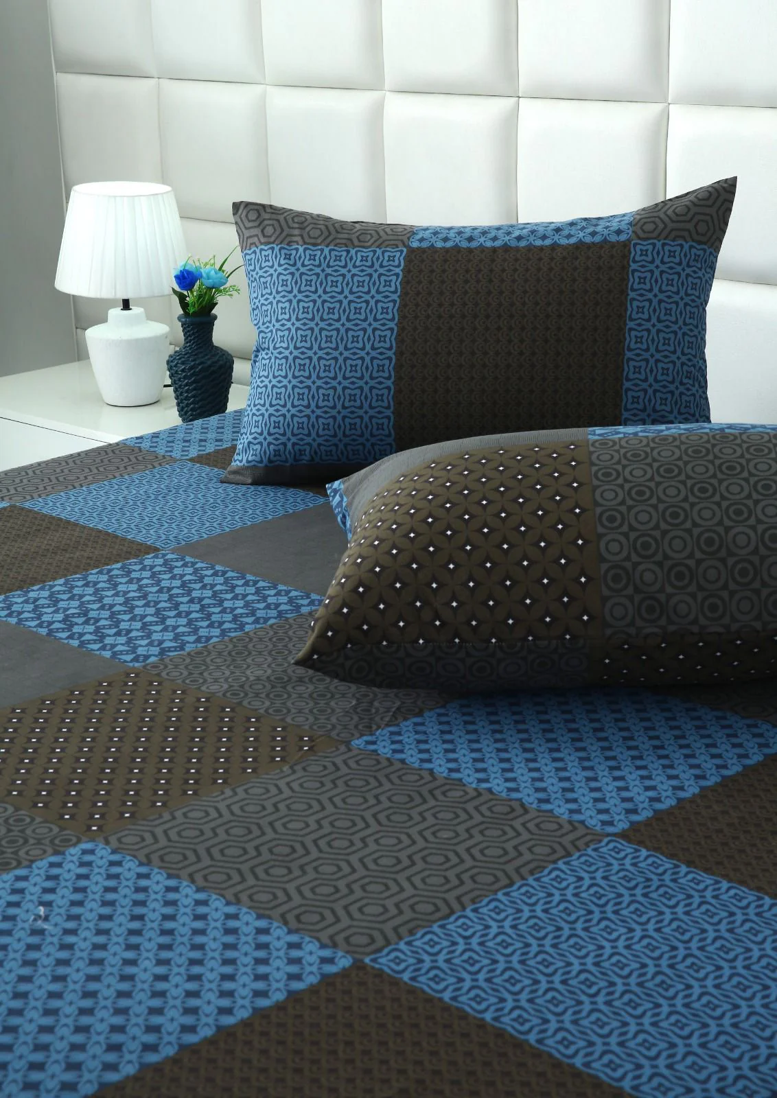 Fitted Bed Sheet- Indigo Patchwork - Image 5
