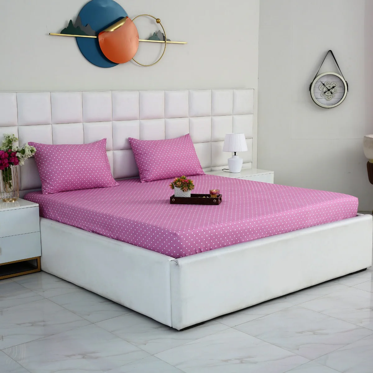 Fitted Bed Sheet-Lilac Polka