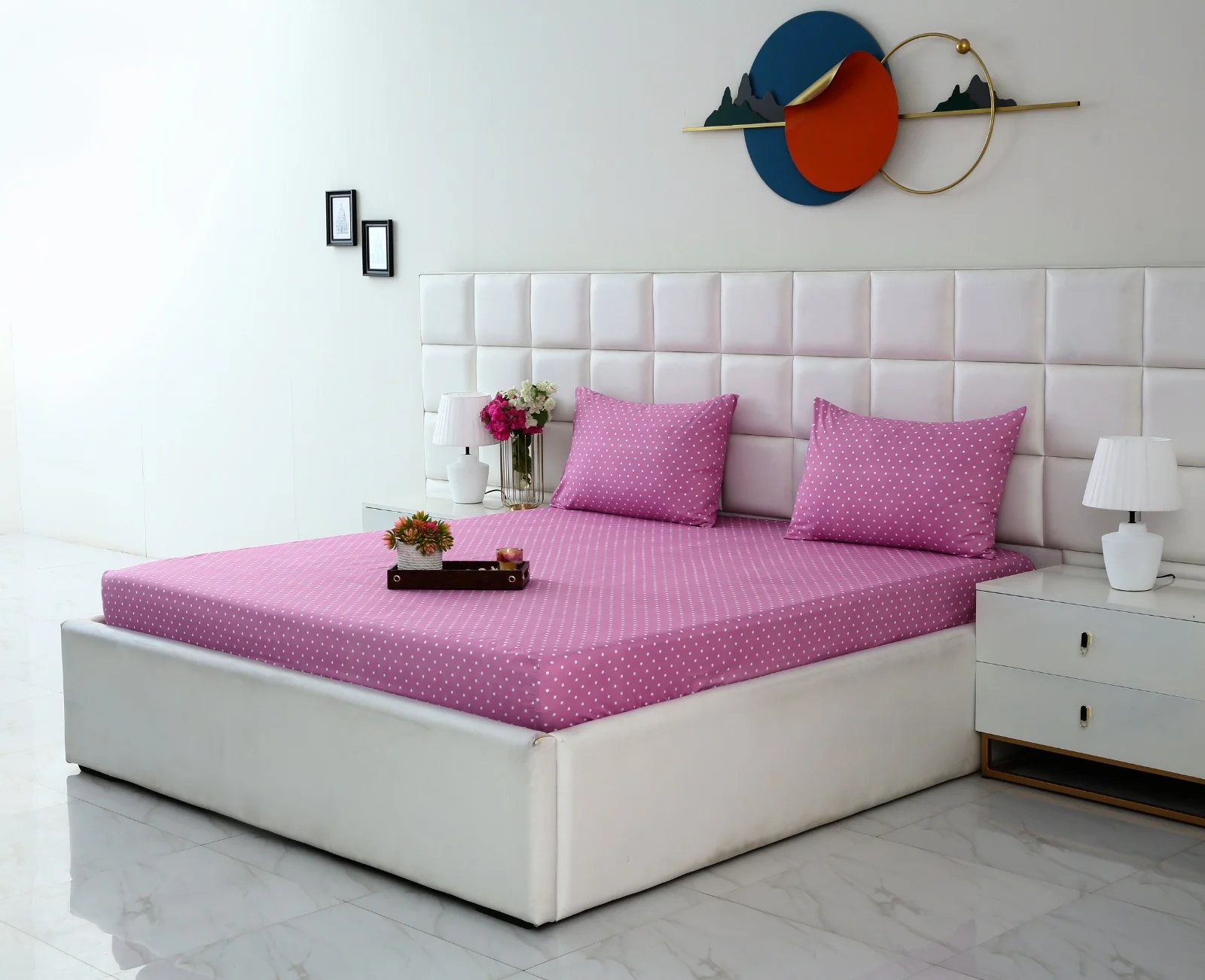 Fitted Bed Sheet-Lilac Polka - Image 6