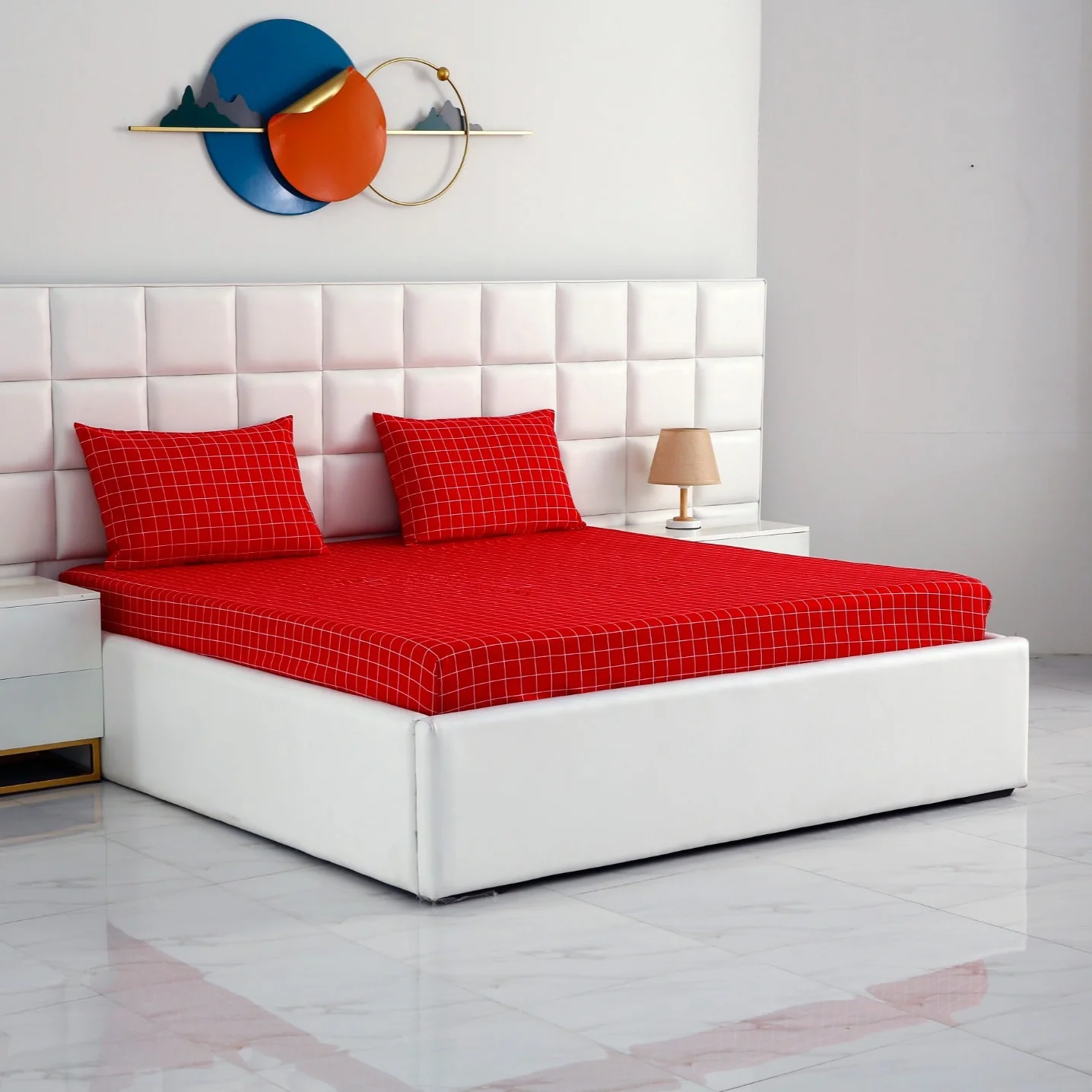 Fitted Bed Sheet-Red Check