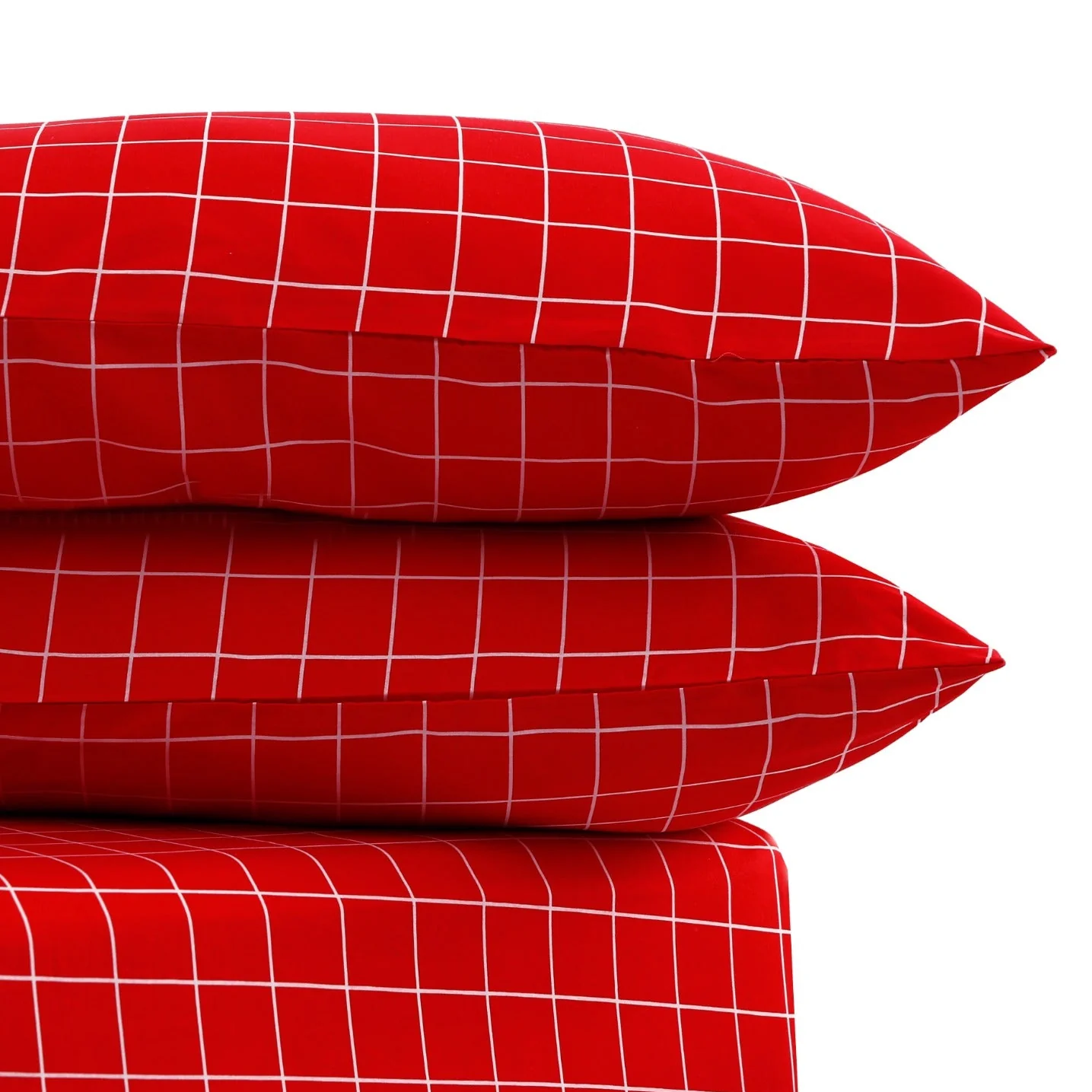 Fitted Bed Sheet-Red Check - Image 2