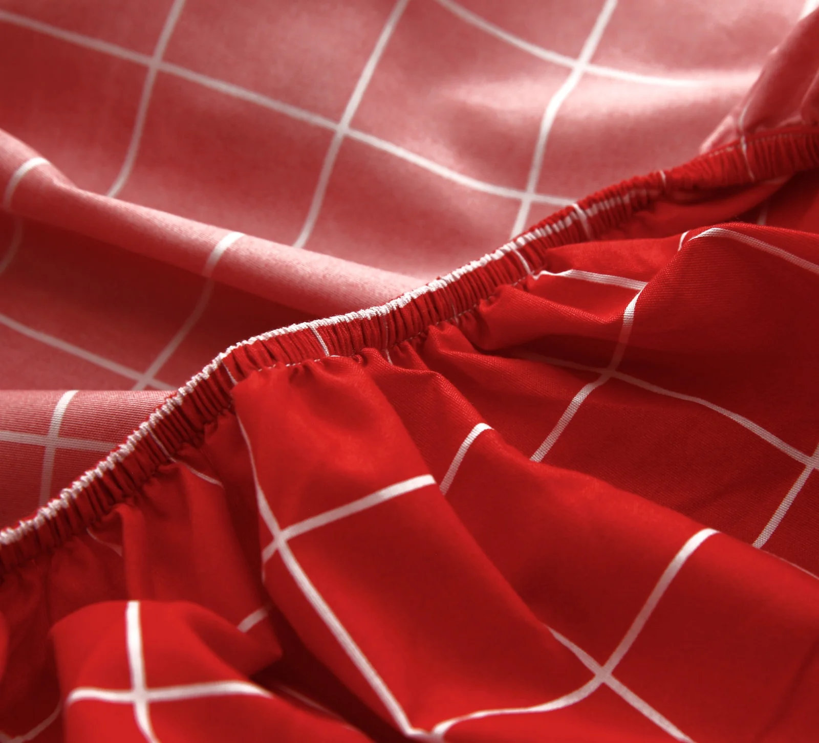 Fitted Bed Sheet-Red Check - Image 8