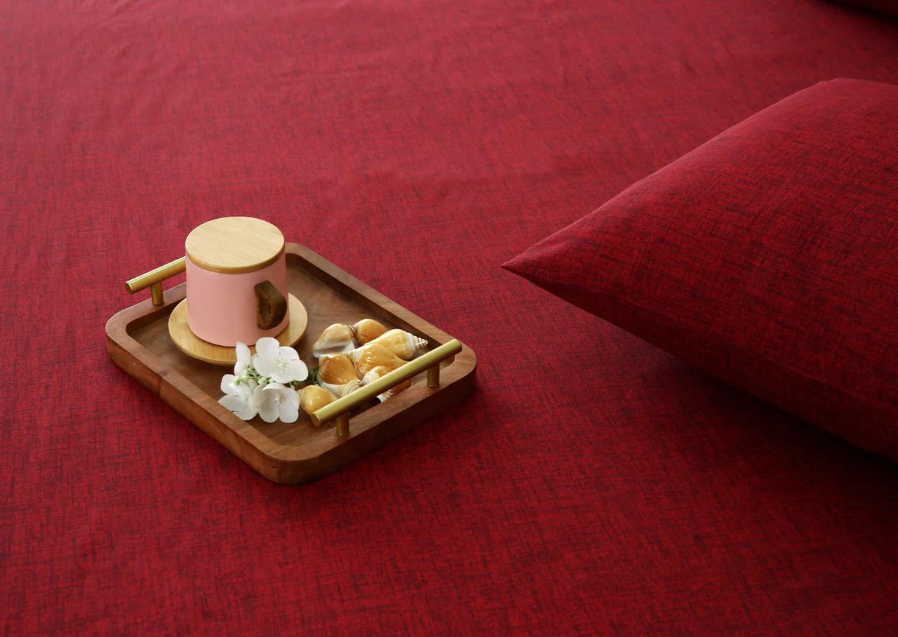 Fitted Bed Sheet-Maroon Texture - Image 5