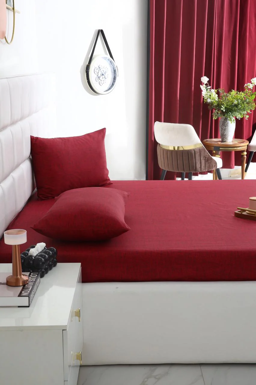 Fitted Bed Sheet-Maroon Texture - Image 6