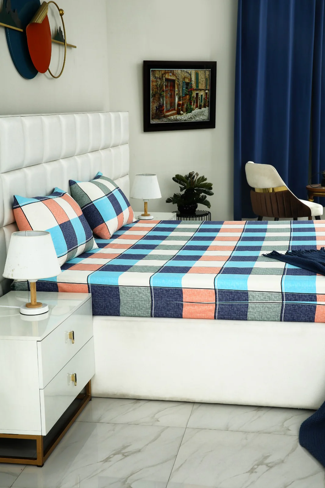 Fitted Bed Sheet-Pastel Check - Image 3
