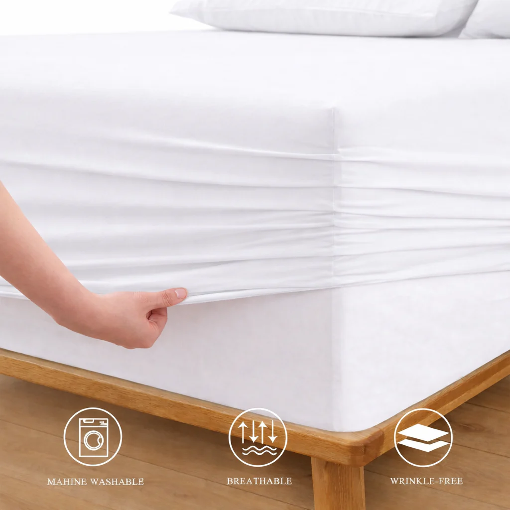 Fitted Bed Sheet-White - Image 2