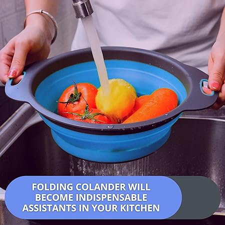 Collapsible Silicone Drain water bucket-Blue(Large)