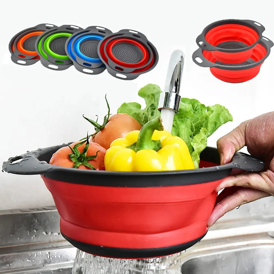 Collapsible Silicone Drain water bucket-Red(Large) - Image 2