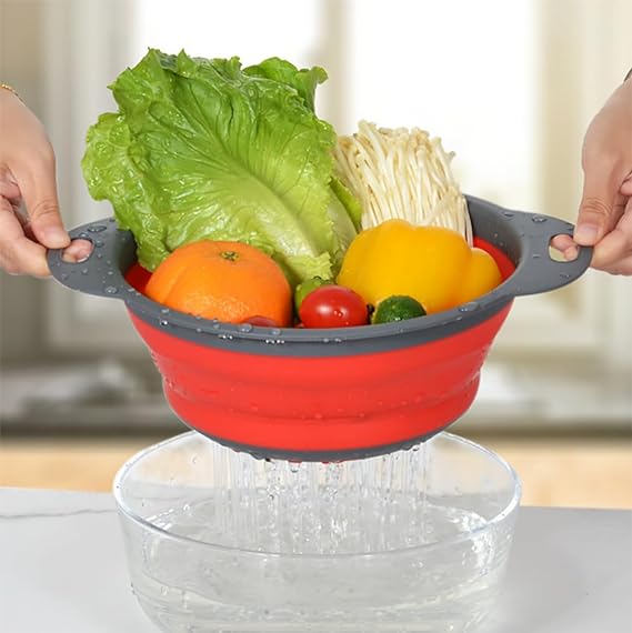 Collapsible Silicone Drain water bucket-Red(Large) - Image 3