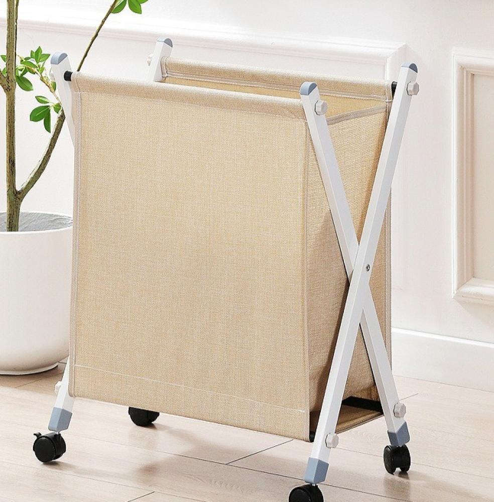 Folded Laundry Basket with Wheel (SA2510-105)Beige - Image 2